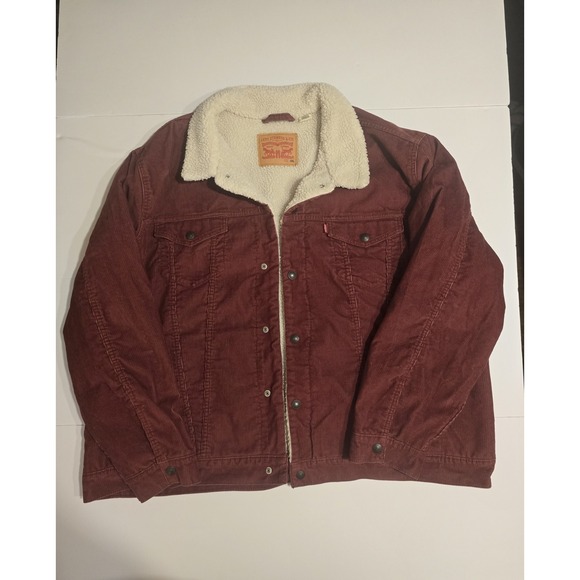 Carhartt Other - Levi's Men's 3XL Big & Tall Sherpa Lined Corduroy Trucker Jacket Burgundy